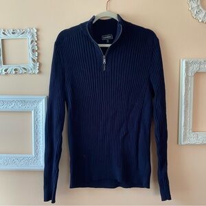 Express Men’s Quarter Zip Sweater Blue Size Medium